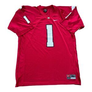 VTG Nike Team Maryland Terrapins Red‎ Football Jersey #1 Mens Size XL